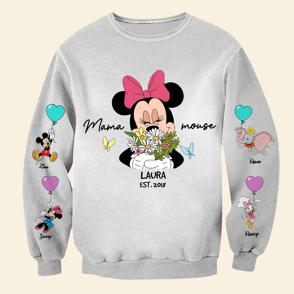 ‘A Mother’s Love Blooms Forever’ - Personalized Mama Mouse Shirt - Gift for Mom and Grandma AOP Products PopCulturePrints