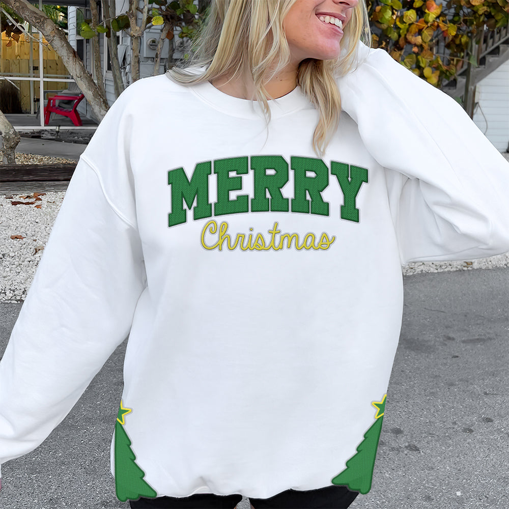 Festive Merry Christmas Embroidered Sweatshirt