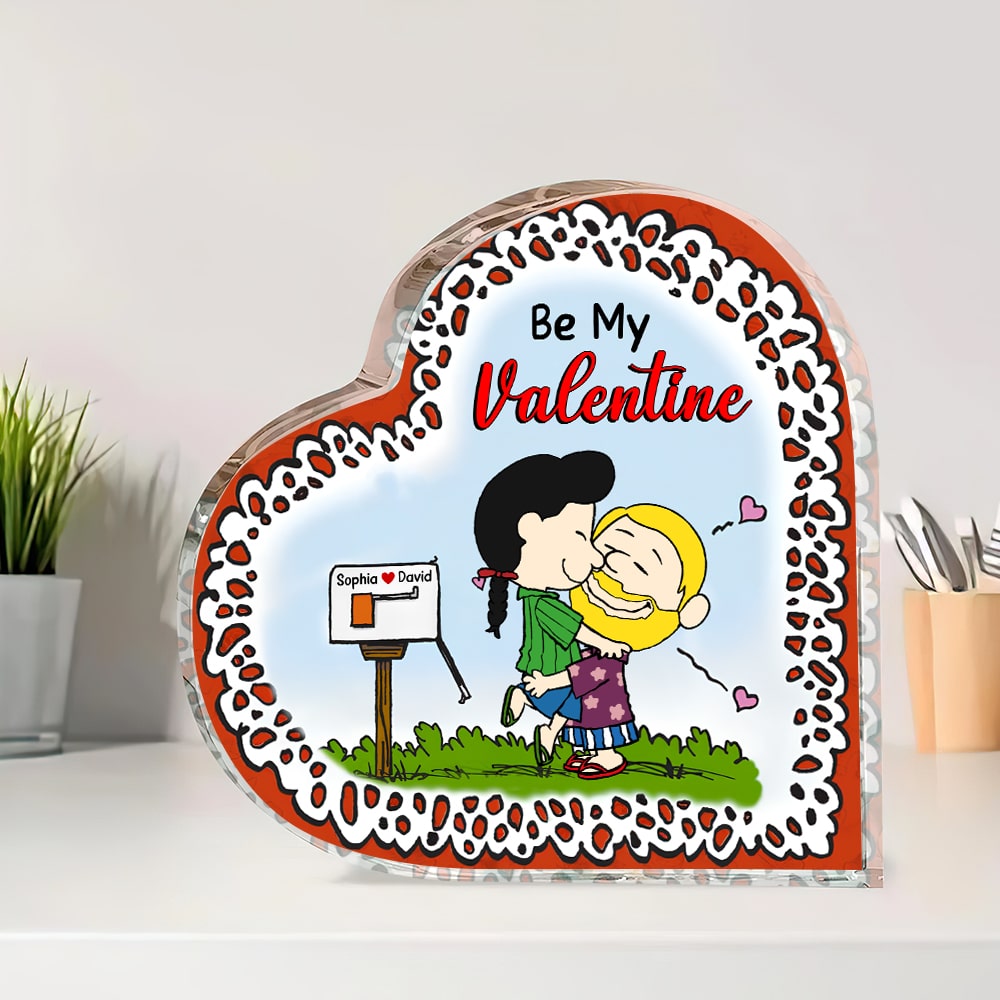 Personalized Heart Plaque – Be My Valentine Gift for Couples Shaped Plaques PopCulturePrints