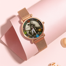 Load image into Gallery viewer, “Embrace the Mystique” - Mystical Witch On Broom Mesh Straps Watch - Personalized Gift for Witch Lovers Quartz Watch PopCulturePrints

