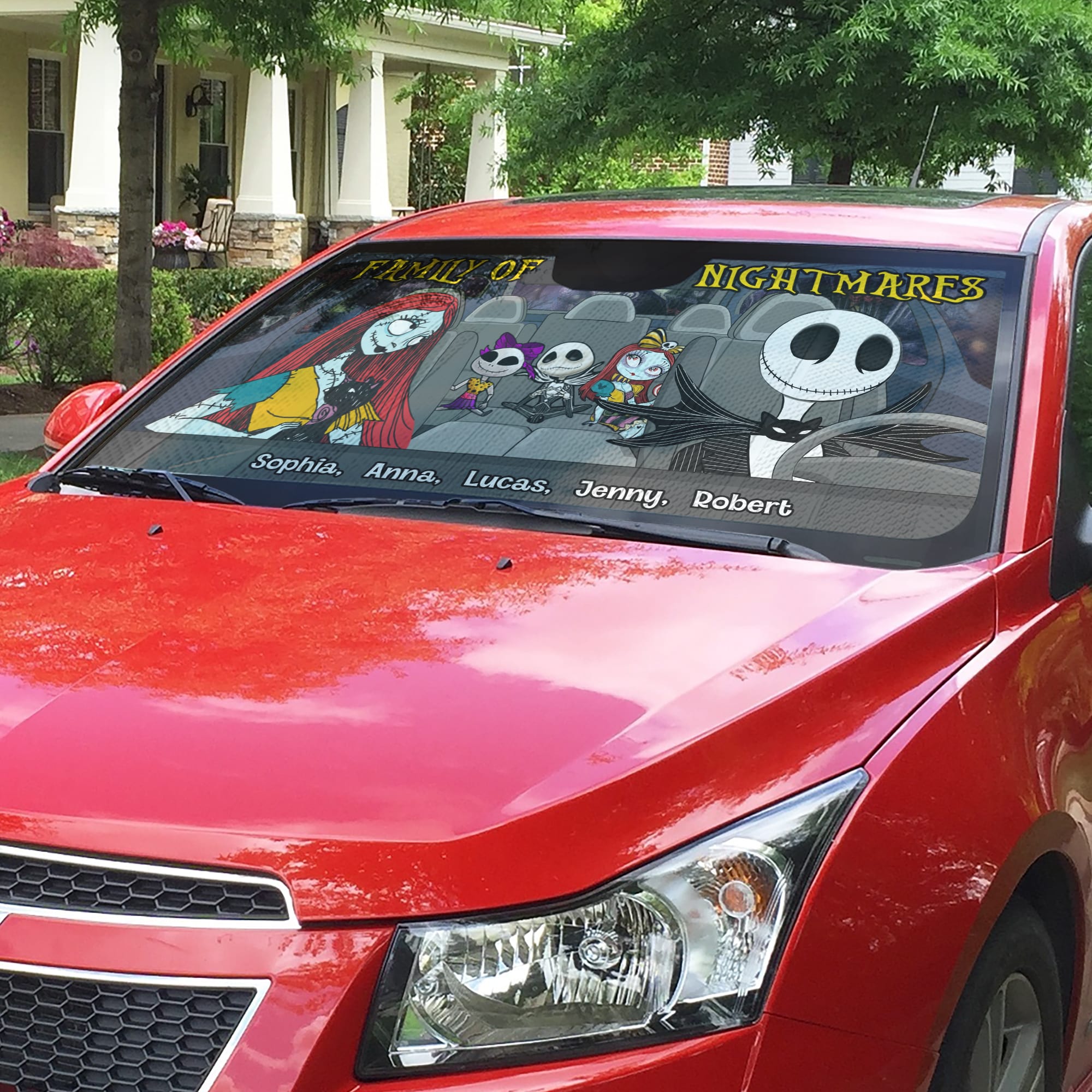 Custom Family Windshield Sunshade - Spooky Lover's Edition Doormat PopCulturePrints