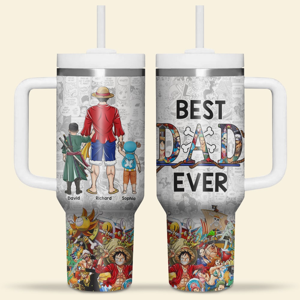 Custom Anime-Themed Tumbler - Best Dad Ever Tumbler Cup PopCulturePrints