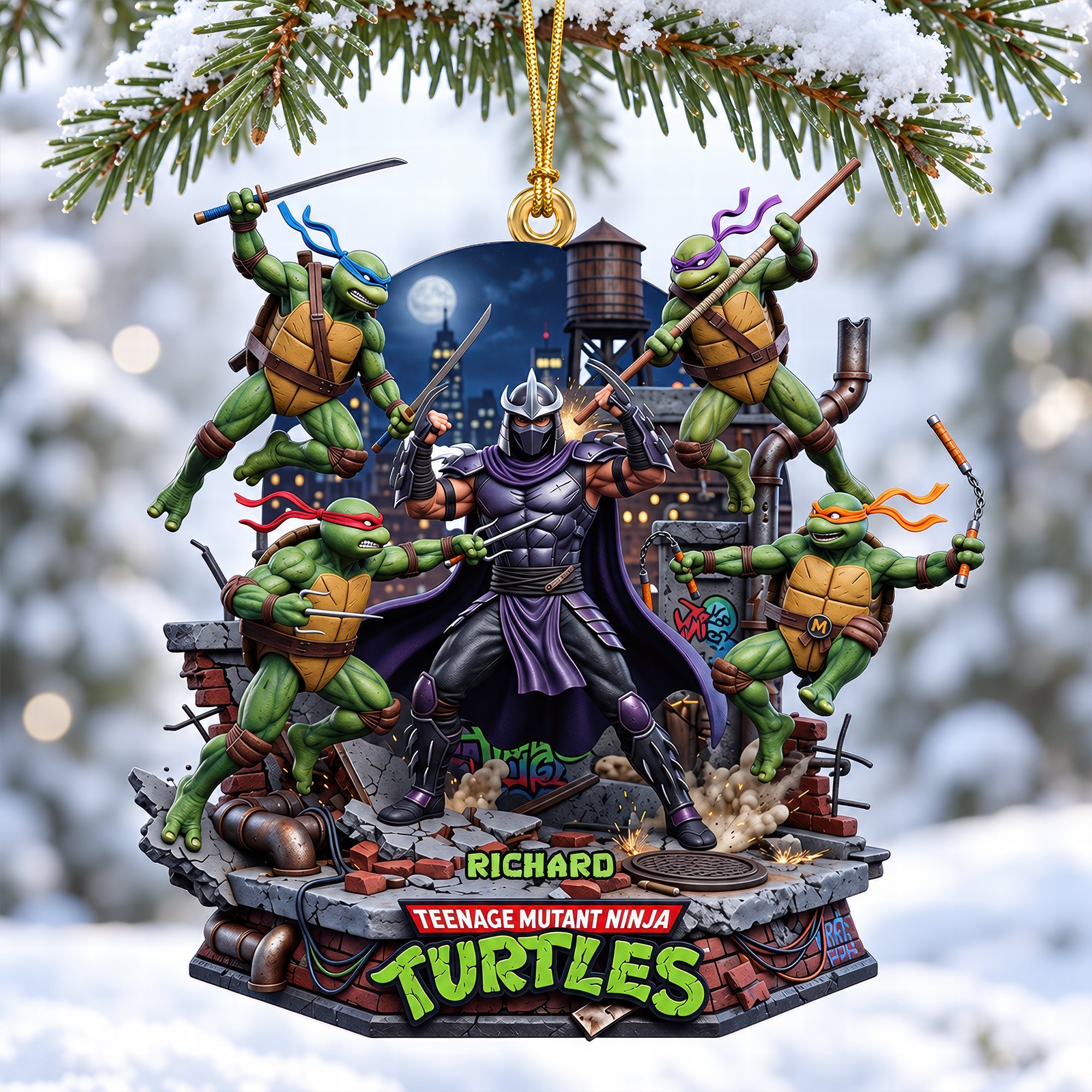 "Bring Home the Heroes!" - Personalize Your Sewer Story Christmas Ornament - Perfect Gift for TMNT Lovers Ornament PopCulturePrints