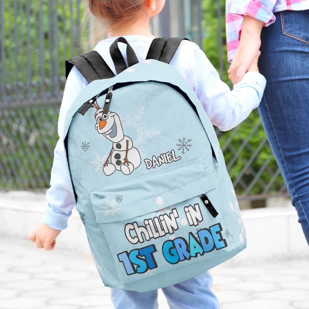 Personalized Snowman Backpack for Kids - 1st Grade Chillin' Backpack PopCulturePrints