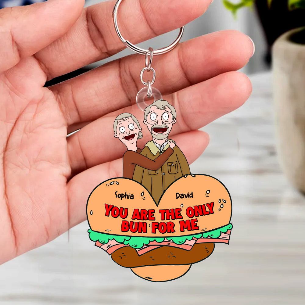 Personalized Funny Burger Couple Keychain – Custom Gift