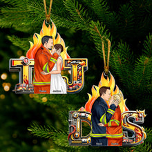 Load image into Gallery viewer, Personalized Firefighter Couple Acrylic Ornament | Custom Gifts | Valentine&#39;s Day Gifts Ornament PopCulturePrints
