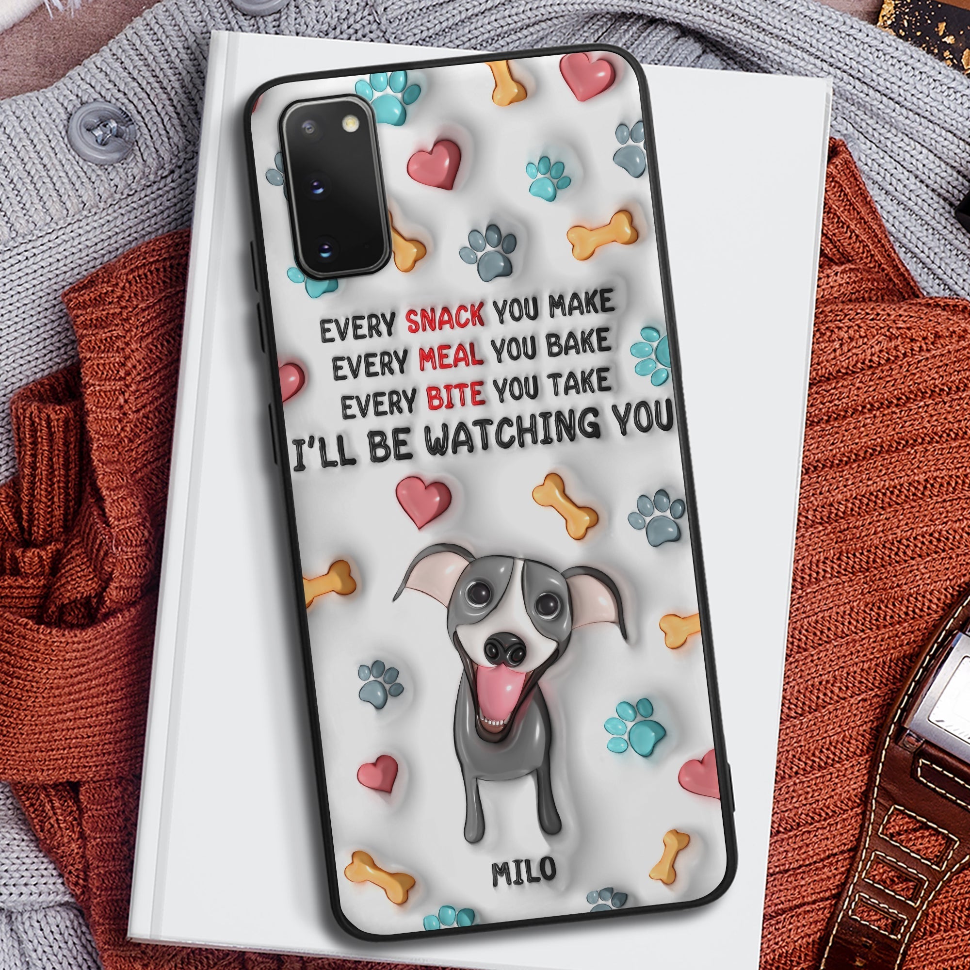 Custom Dog Lovers Phone Case - Cute Animated Waiting Dog Design