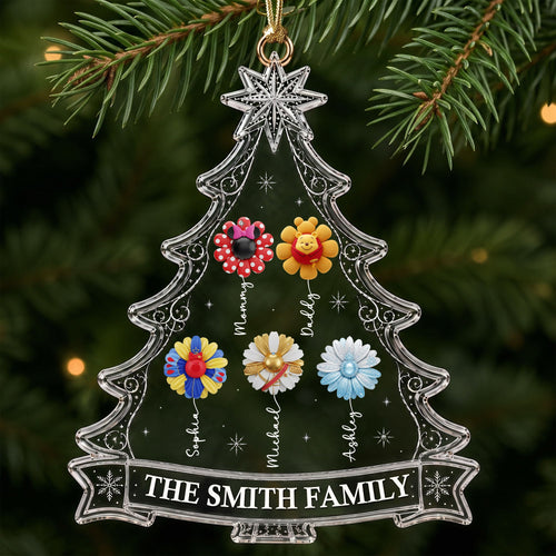 “Cherish Family Moments with Every Ornament” – Personalized Magical Flower Family Christmas Ornament - Custom Gift for Family Members Ornament PopCulturePrints