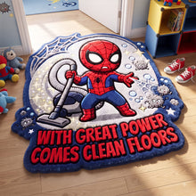 Load image into Gallery viewer, With Great Power Comes Clean Floors - Personalized Doormat Gift for Kids
