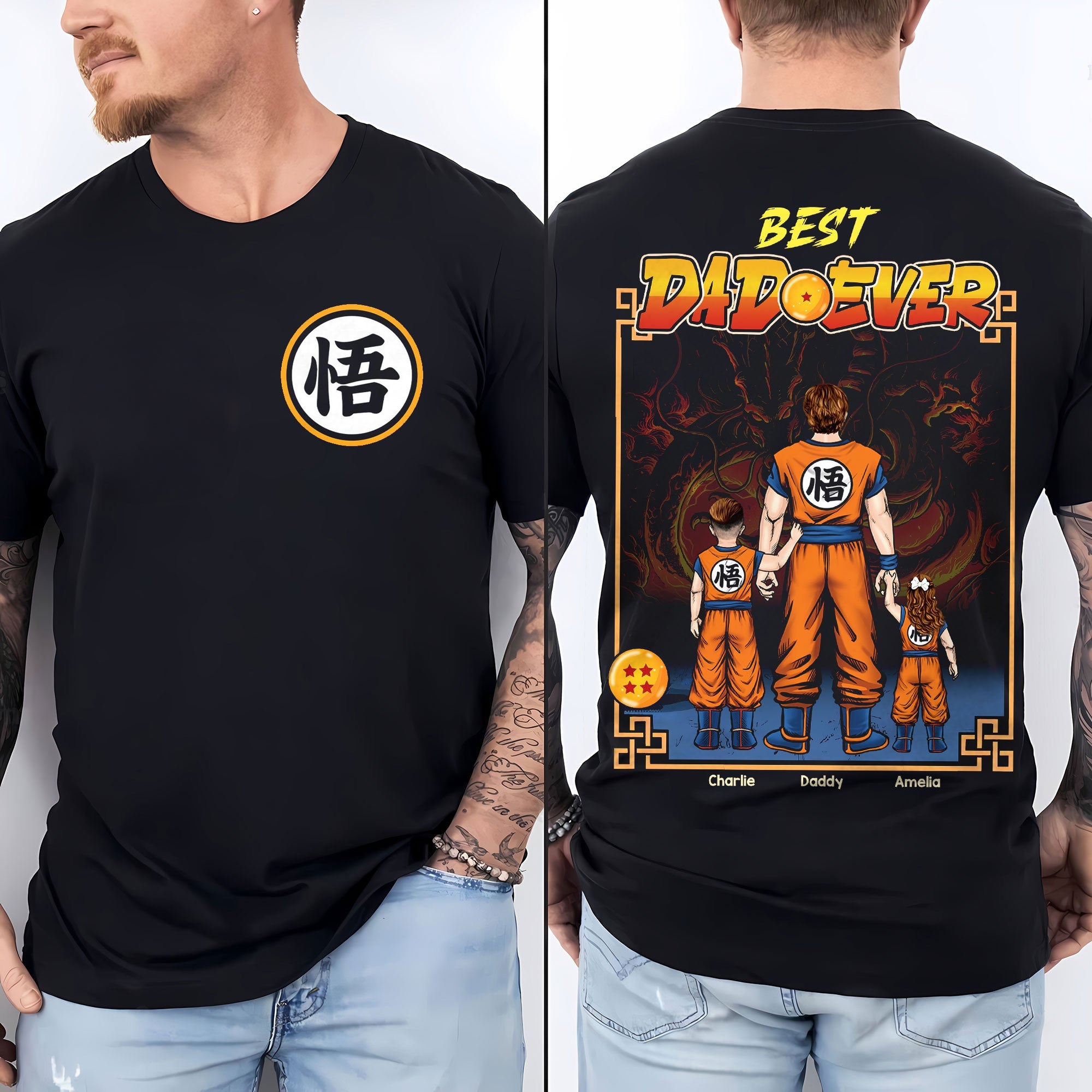 Best Dad Ever Shirt - Personalized Dragon Themed Gift for Dads and Grandpas Shirts PopCulturePrints