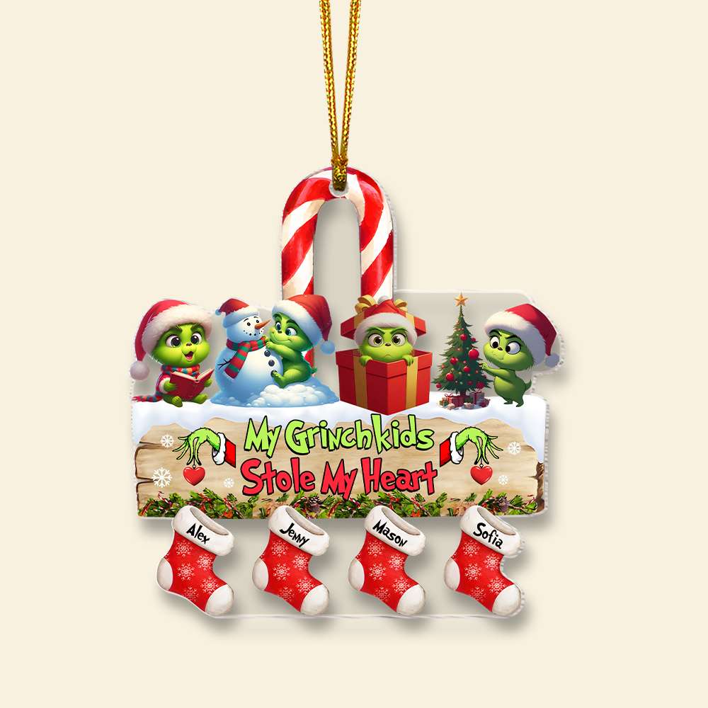 Personalized Christmas Ornament for Grandma - Green Monster Kids