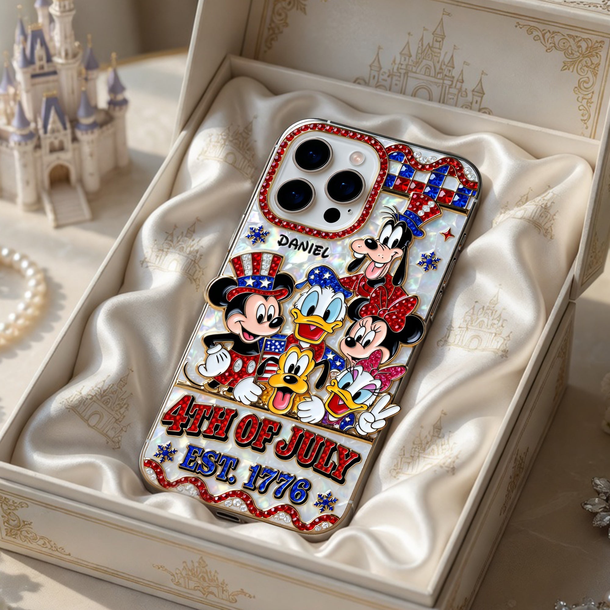"Celebrate Freedom with Disney Magic!" - Patriotic Cartoon Crew Phone Case - Personalized Gift for Family and Friends Phone Case PopCulturePrints