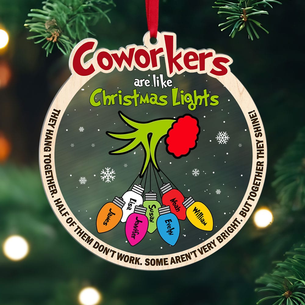 Personalized Christmas Ornament for Coworkers: Festive Lights Design