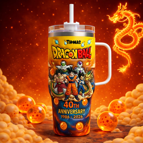 Celebrate Legendary Fighters: 40th Anniversary Dragon Ball Tumbler - Personalized Gift for Fans Tumbler Cup PopCulturePrints
