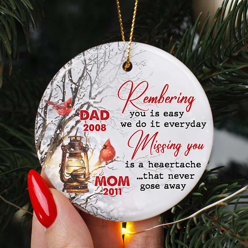Personalized Memorial Christmas Ornament - Cardinal Theme Ornament PopCulturePrints