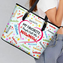 Load image into Gallery viewer, This Grandma Belongs To - Personalized Leather Tote Bag for Loving Grandmas Leather Tote Bag PopCulturePrints
