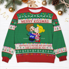 Load image into Gallery viewer, Custom Cartoon Couple Ugly Christmas Sweater - Merry Kissmas Edition
