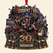 Load image into Gallery viewer, "Survive the Horror! Celebrate 30 Years of Resident Evil - Personalized Ornament Gift for Gamers and Horror Fans" Ornament PopCulturePrints
