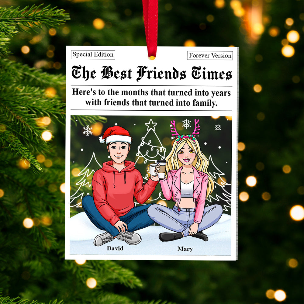 Personalized BFF Christmas Ornament - Custom Gift for Friends Ornament PopCulturePrints