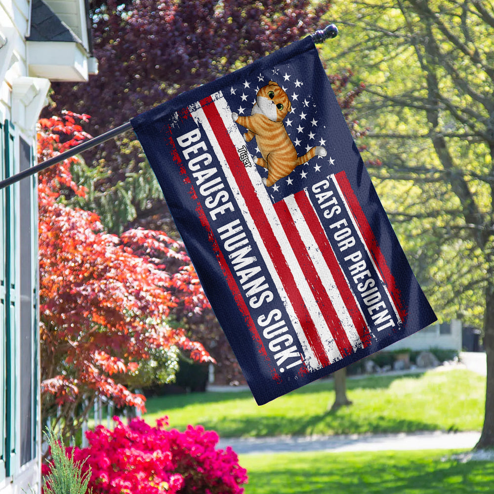 Personalized Cat Lovers House Flag - Funny 'Cats for President' 2024 Election Theme