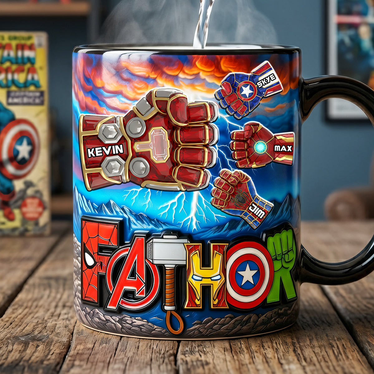 “Power Fist Bump for the Ultimate Dad!” - Personalized Magic Coffee Mug for Dad, Grandpa & More Coffee Mug PopCulturePrints