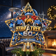 Load image into Gallery viewer, "Celebrate 60 Years of Adventure!" - Personalized Star Trek 60th Anniversary Cosmic Tree Topper - Unique Gift for Family &amp; Friends Ornament PopCulturePrints
