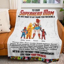 Load image into Gallery viewer, Superhero Mom Personalized Blanket - Custom Names Gift Blanket PopCulturePrints
