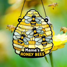 Load image into Gallery viewer, Mama&#39;s Honey Bees - Personalized Suncatcher Ornament for Mom, Grandma &amp; More Ornament PopCulturePrints
