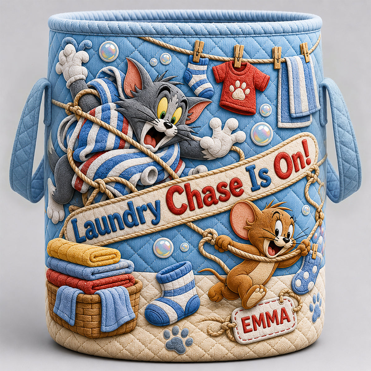 Playful Quilted Laundry Basket - Personalized Gifts 02hadt180726 Laundry Basket PopCulturePrints