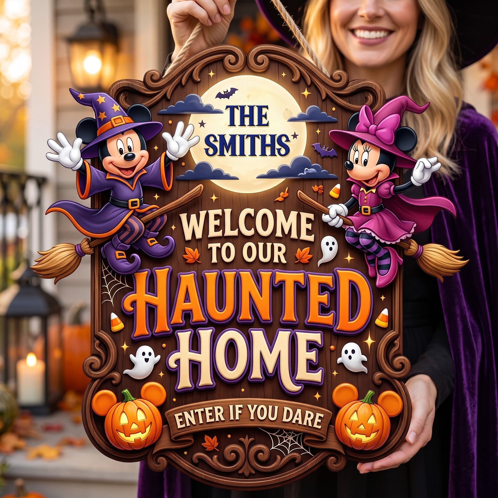 "Enter If You Dare" - Personalized Acrylic Spooky Sign for Haunted Home - Perfect Halloween Gift for Families and Friends