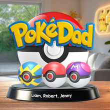 Load image into Gallery viewer, &quot;PokéDad: Catch the Memories&quot; - Personalized Acrylic Plaque - Gift for Dad, Grandpa, and More Shaped Plaques PopCulturePrints
