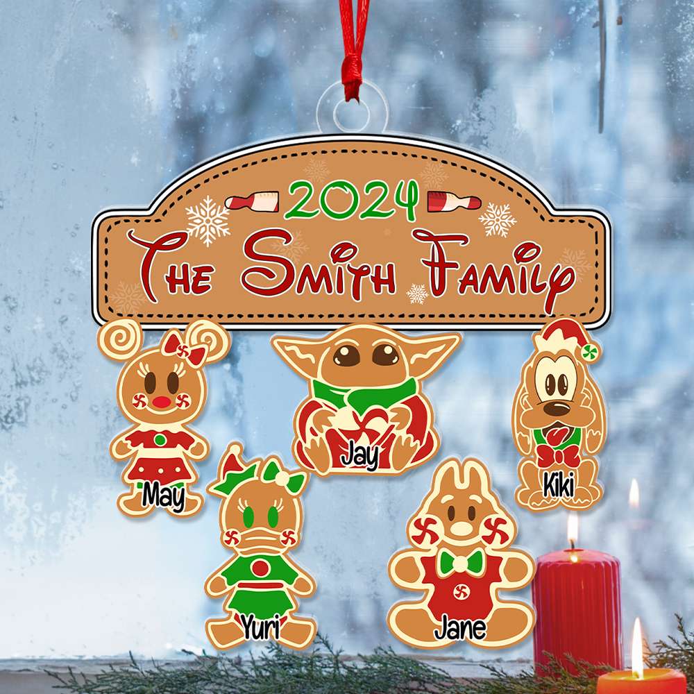 Personalized Family Christmas Acrylic Ornament - Gingerbread Style