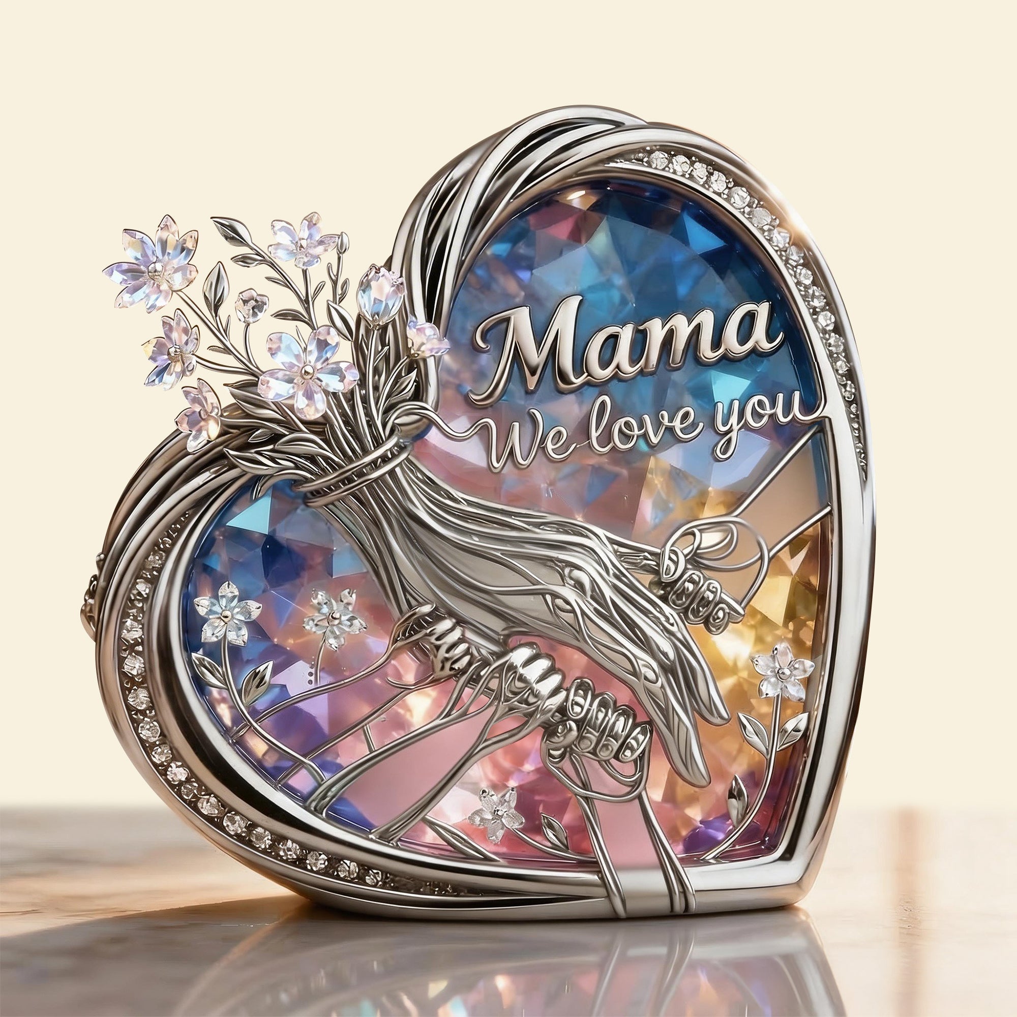 Mom & Children Holding Hands Love Acrylic Plaque - Personalized Gift for Mom, Grandma & More Shaped Plaques PopCulturePrints