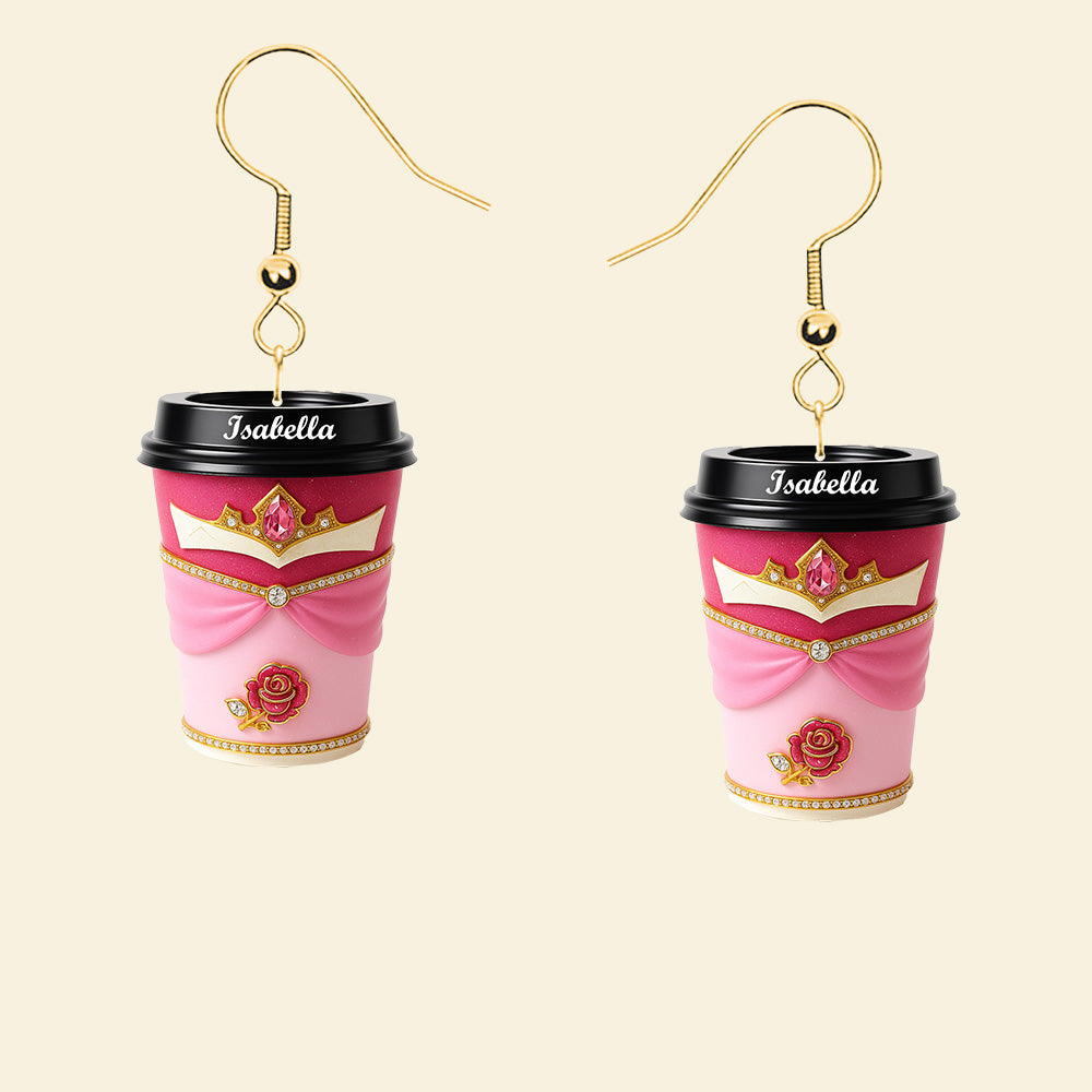 Coffee Princess Earrings - Personalized Gifts for a Magical Touch Earrings PopCulturePrints