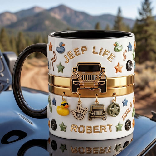 “Fuel Your Adventures!” - Off-Road Coffee Accent Mug - Personalized Gift for Jeep Enthusiasts Coffee Mug PopCulturePrints