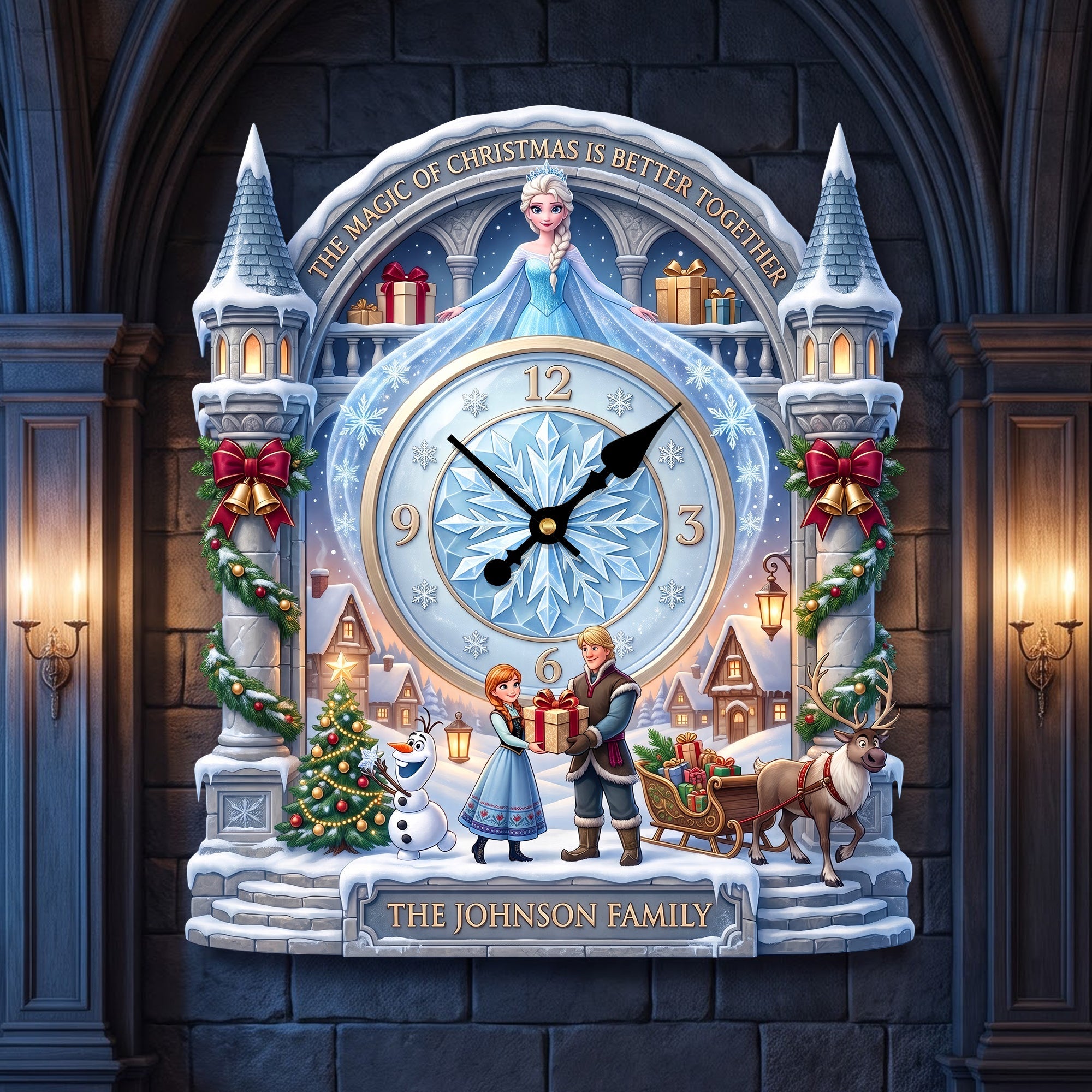 The Magic of Christmas is Better Together - Snowy Christmas Hanging Wall Clock | Personalized Gift for Family