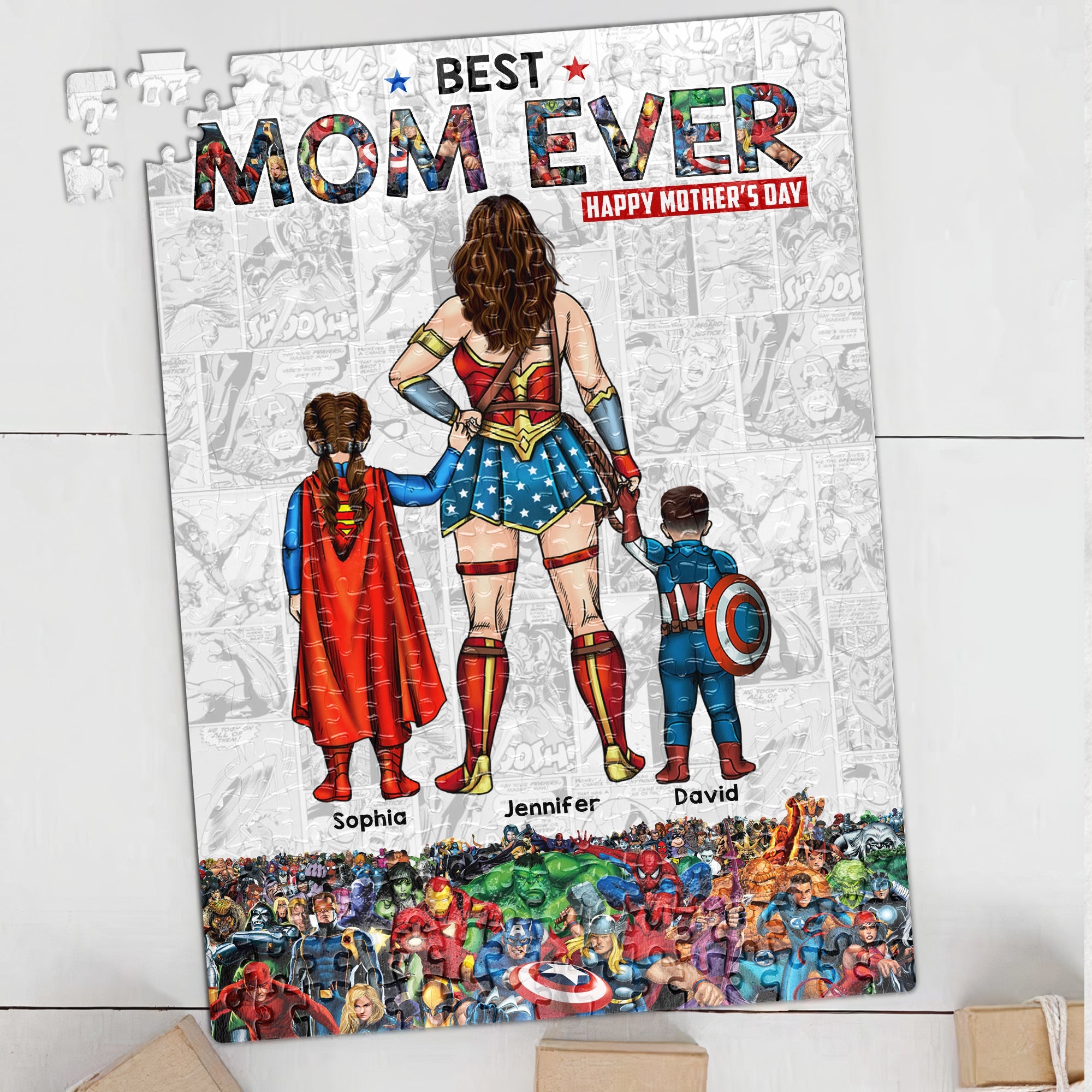 Best Mom Ever - Personalized Superhero Jigsaw Puzzle Gift for Mother's Day Jigsaw Puzzles PopCulturePrints