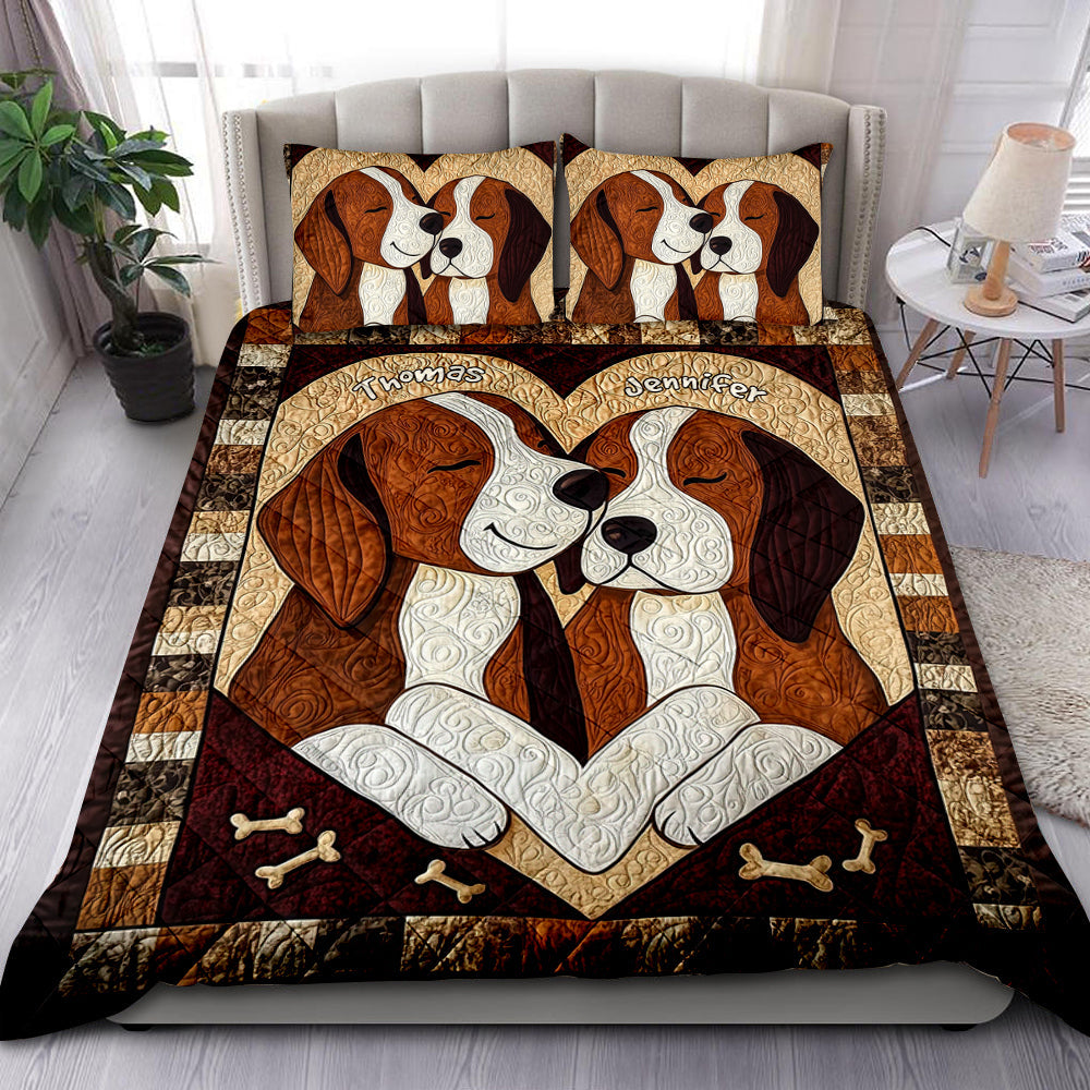Custom Dog Couple Quilt Bed Set | Personalized Valentine's Day Gifts Blanket PopCulturePrints