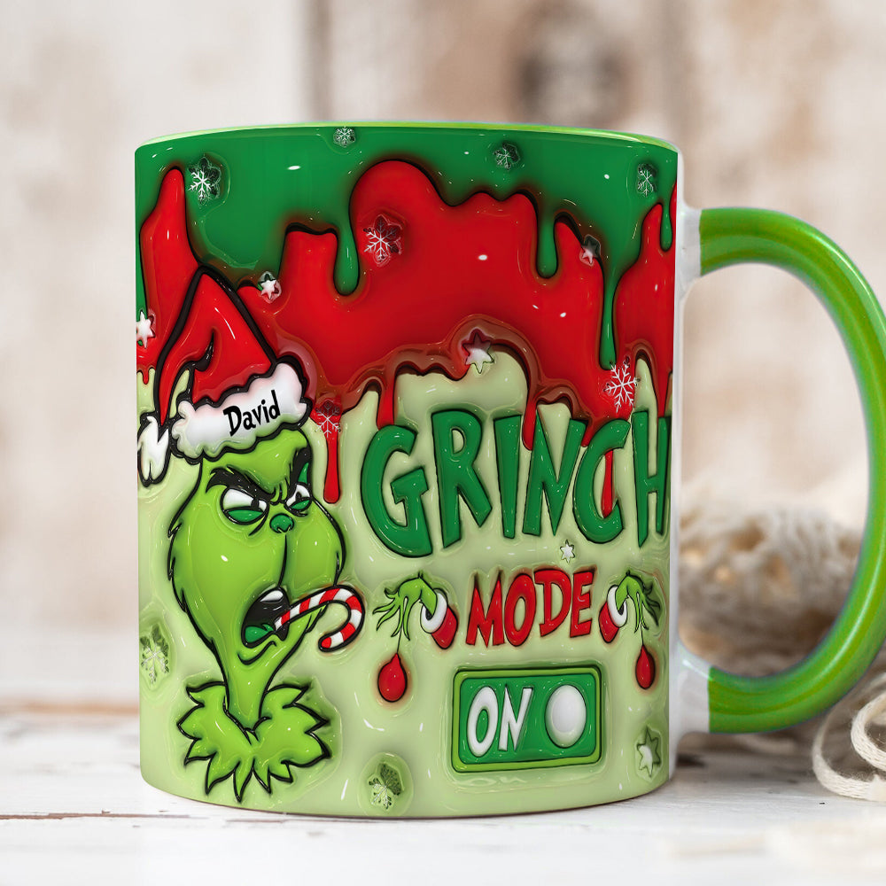 Personalized Grinch Mode On Christmas Mug - Custom Holiday Coffee Cup