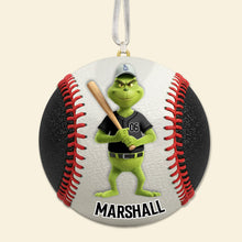 Load image into Gallery viewer, “Hit a Home Run with Your Holidays!” - Personalized Softball Ornament - Gift for Sports Lovers Ornament PopCulturePrints
