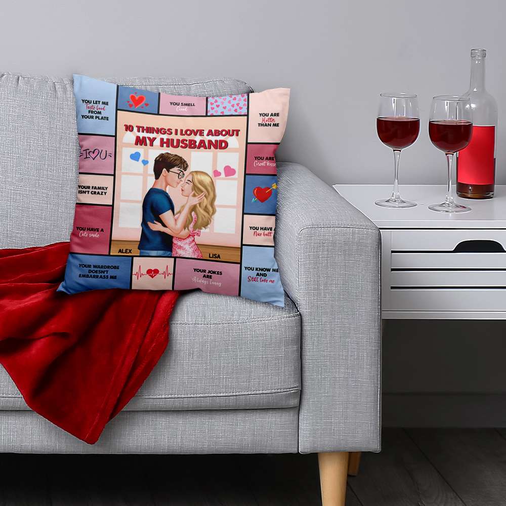 Personalized '10 Things I Love About My Husband' Pillow Pillow PopCulturePrints