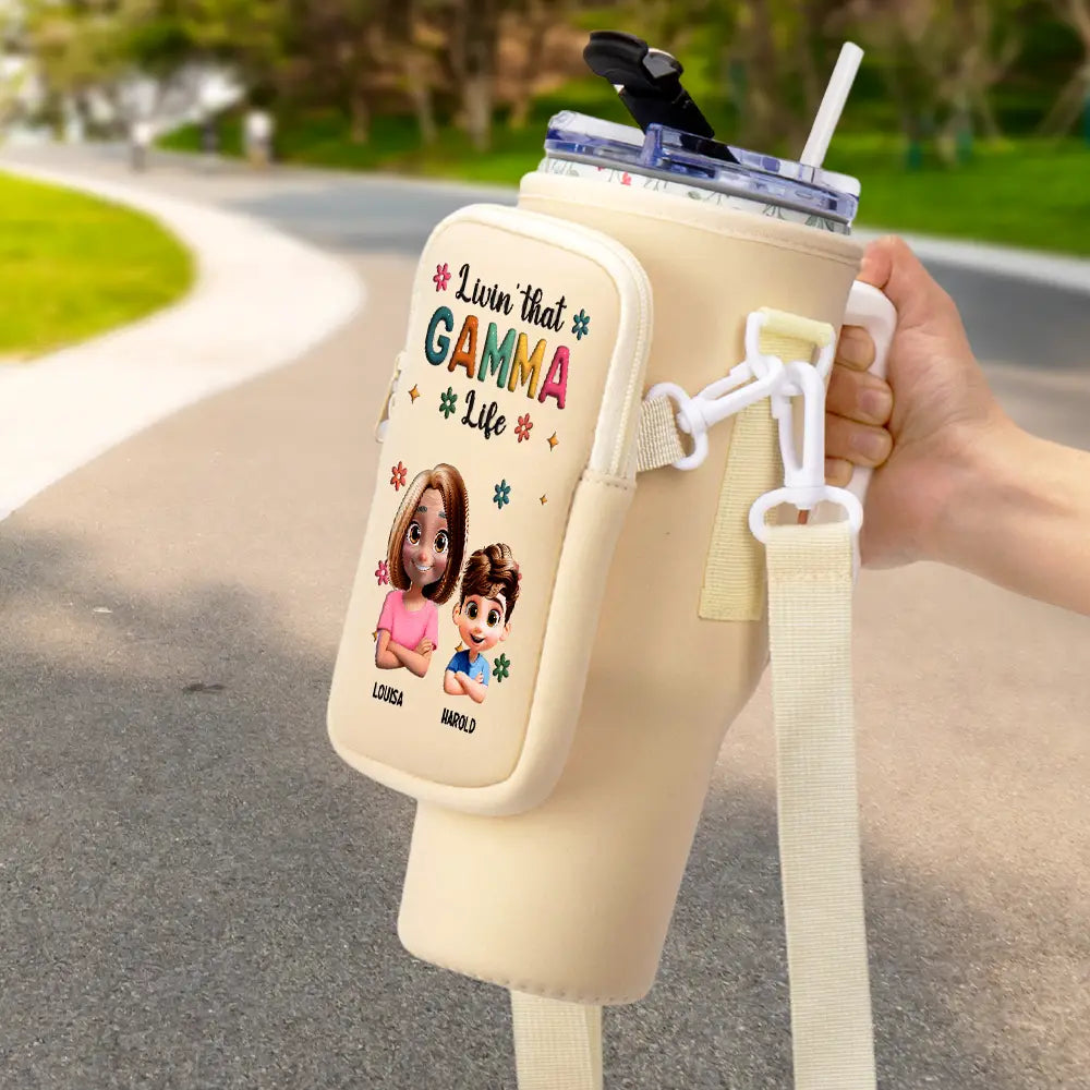 Livin' that Grandma Life - Personalized Bottle Carrier Bag for the Loving Grandma Bottle Carrier Bag PopCulturePrints