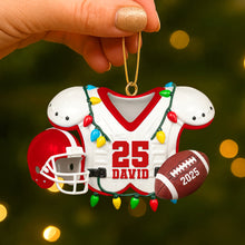 Load image into Gallery viewer, Personalized American Football Lover&#39;s Christmas Acrylic Ornament - Celebrate the Game with Custom Name Ornament PopCulturePrints
