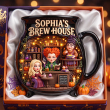 Load image into Gallery viewer, "Stirring Up Magical Moments, Personalized Brew House Cauldron Mug - Gift for Witchy Friends, Coffee Lovers, and Halloween Enthusiasts"
