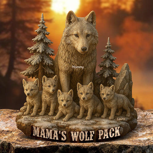 “Forever in My Heart” - Personalized Mama Wolf Acrylic Plaque - A Gift for Moms, Grandmothers, and Loved Ones Shaped Plaques PopCulturePrints