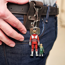 Load image into Gallery viewer, &quot;Celebrate Your Power Dad - Personalized Keychain for the Super Dads&quot; Keychains PopCulturePrints
