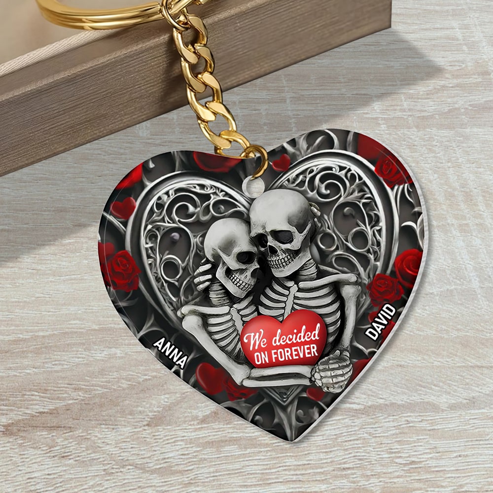 Personalized Skeleton Couple Keychain - We Decided On Forever Keychains PopCulturePrints