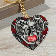 Load image into Gallery viewer, Personalized Skeleton Couple Keychain - We Decided On Forever Keychains PopCulturePrints
