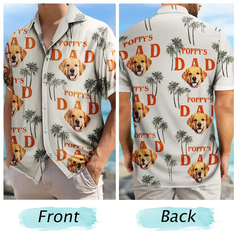 “For the Best Dog Dad Ever!” - Custom Photo Personalized Hawaiian Shirt - Gift for Dog Lovers, Pet Dads, and Special Occasions Hawaiian Shirt PopCulturePrints