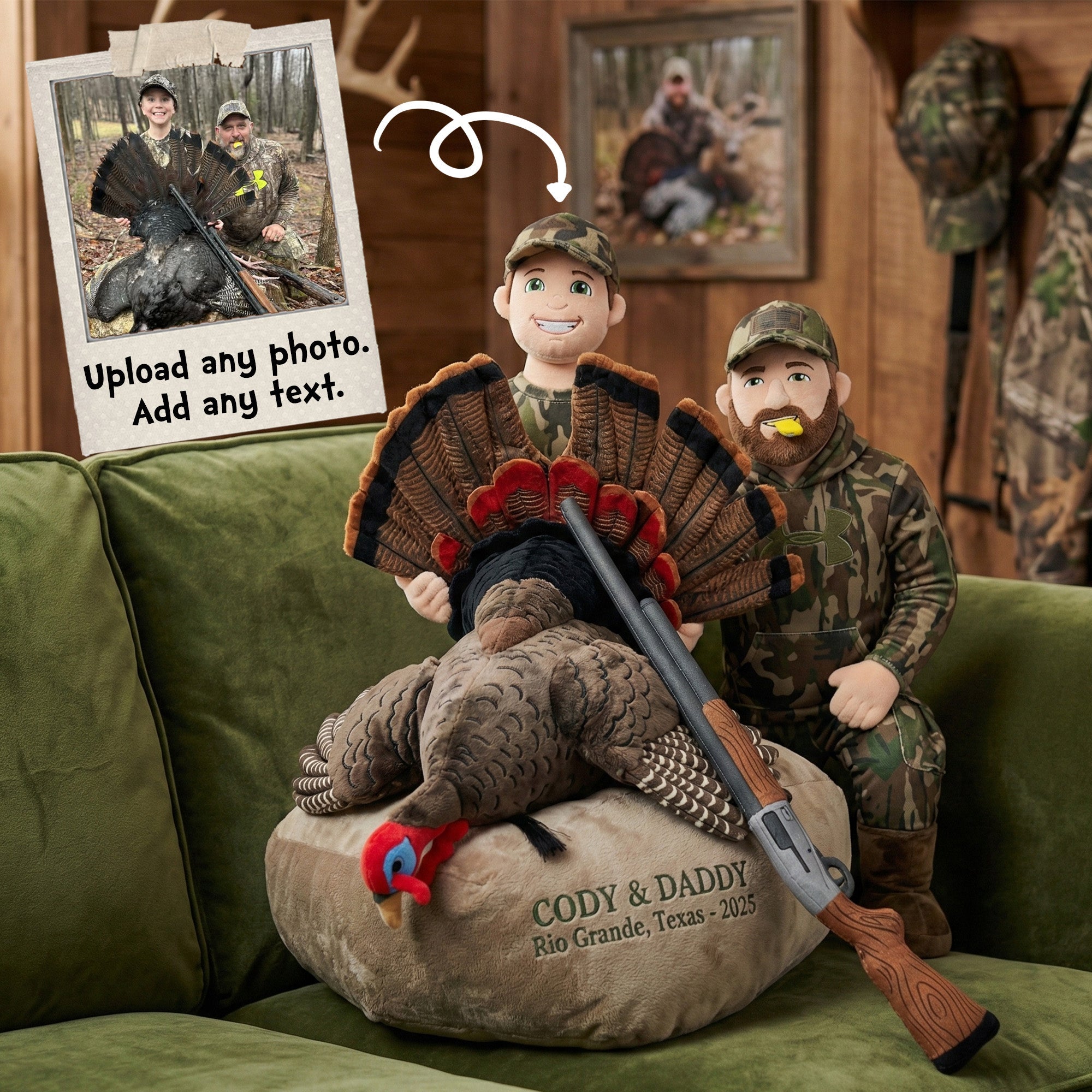"Capture the Moment with Custom Photo Hunting Trophy Pillow" - Personalized Gift for Hunting Enthusiasts Pillow PopCulturePrints